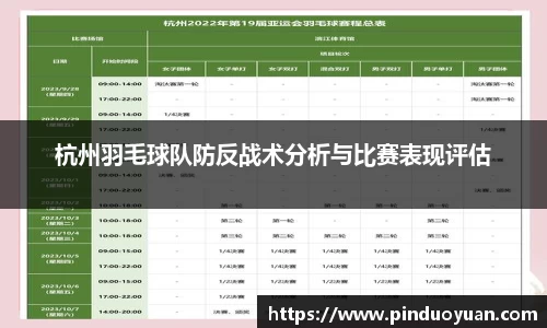 杭州羽毛球队防反战术分析与比赛表现评估